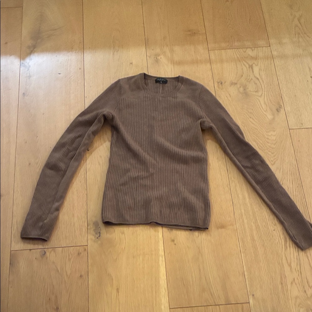 rag & bone Brown Ribbed Crew Neck Sweater